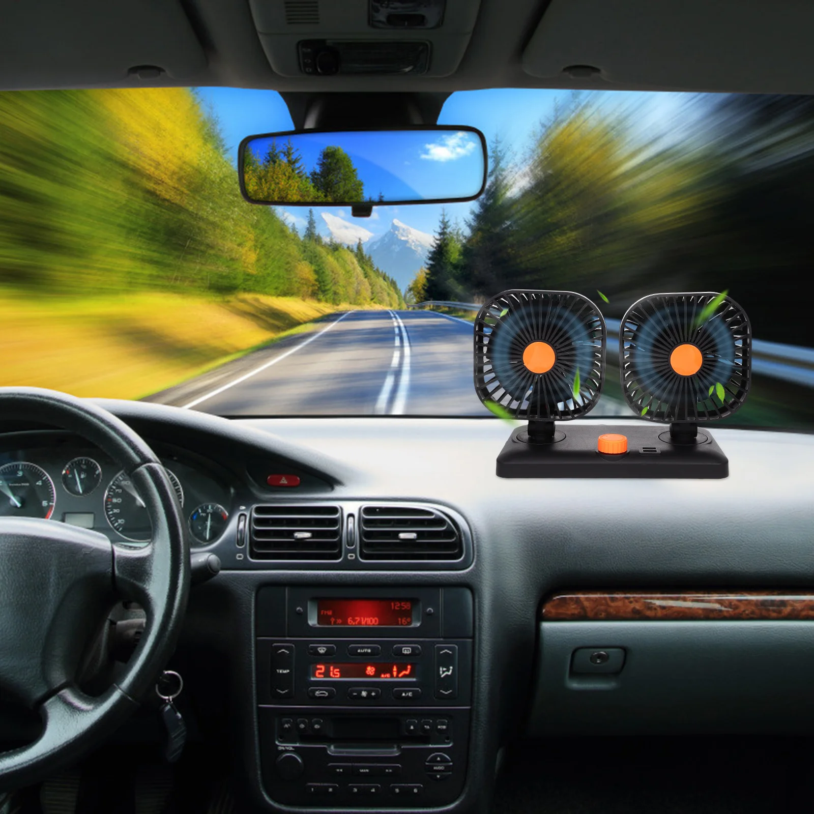 

Electric Fan Small Silent Car Usb Auto Interior ABS Portable Vehicle Cooling Quiet for
