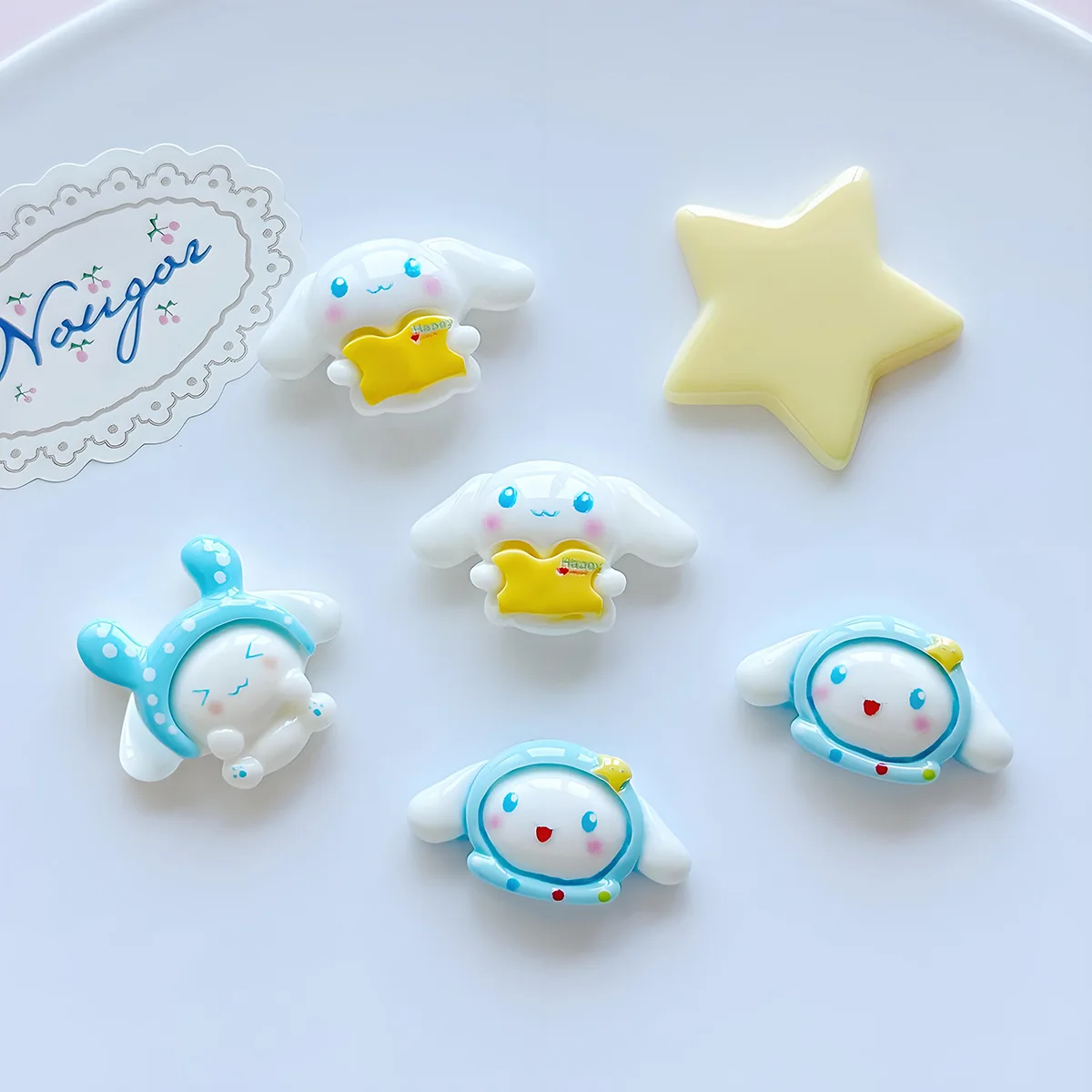 

30/150PCS Cute jade dog resin diy jewelry yellow five-star hair clip mobile phone shell hole shoe patch shoe flower accessories