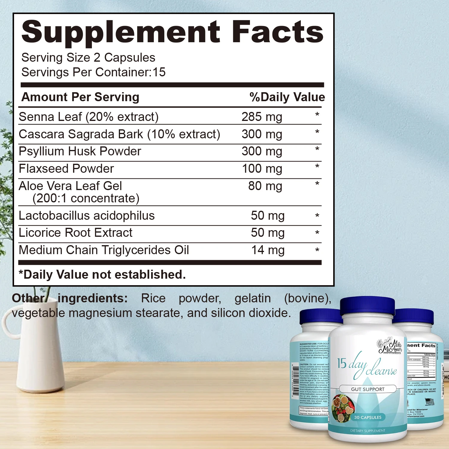 تنظيف لمدة 15 يومًا - دعم الأمعاء والقولون للمساعدة في تخفيف وتنظيم حركات الأمعاء لكل من الرجال والنساء