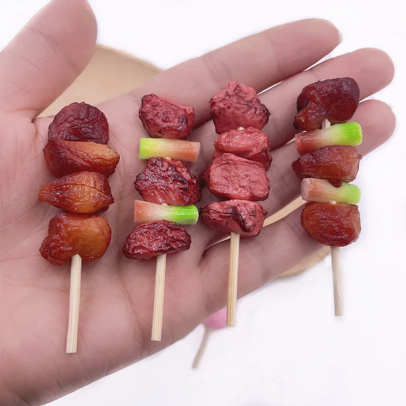 Simulation Mini Kebab Fish Ball Model Funny Kids Kitchen Toys Fake Food Hot Pot Shop Props Night Market Ornaments Party Decor