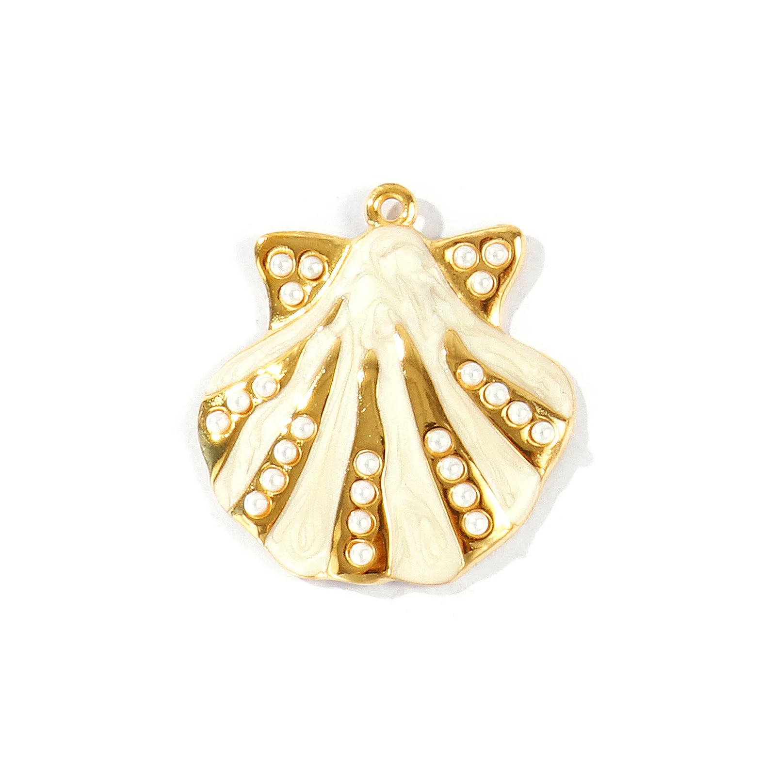1 Stück Mehrfarbiger Emaille-Seestern-Muschel-Perlenanhänger aus 304 Edelstahl, 18K vergoldet, DIY-Halskette, Schmuck, Großhandel – Detail 5