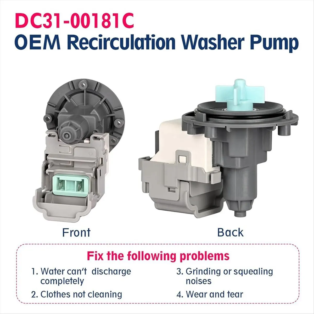A20M DC31-00181C Washer Pump Motor Replace DC31-00030E,00030J,30008F,DC96-01113G,AP6025315 for Recirculation Pumps