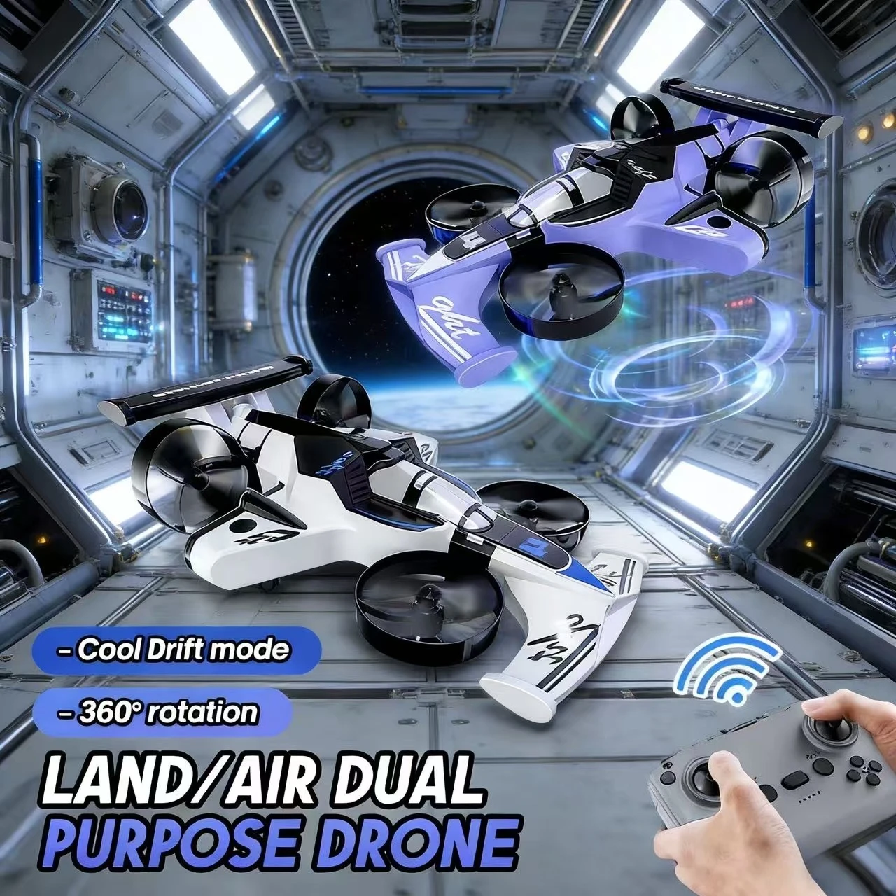 

Mini Land Air Drone Car 2.4G Dual Mode 4-Axis Racing RC Vehicle Off-Road Toy for Kids Adults Present