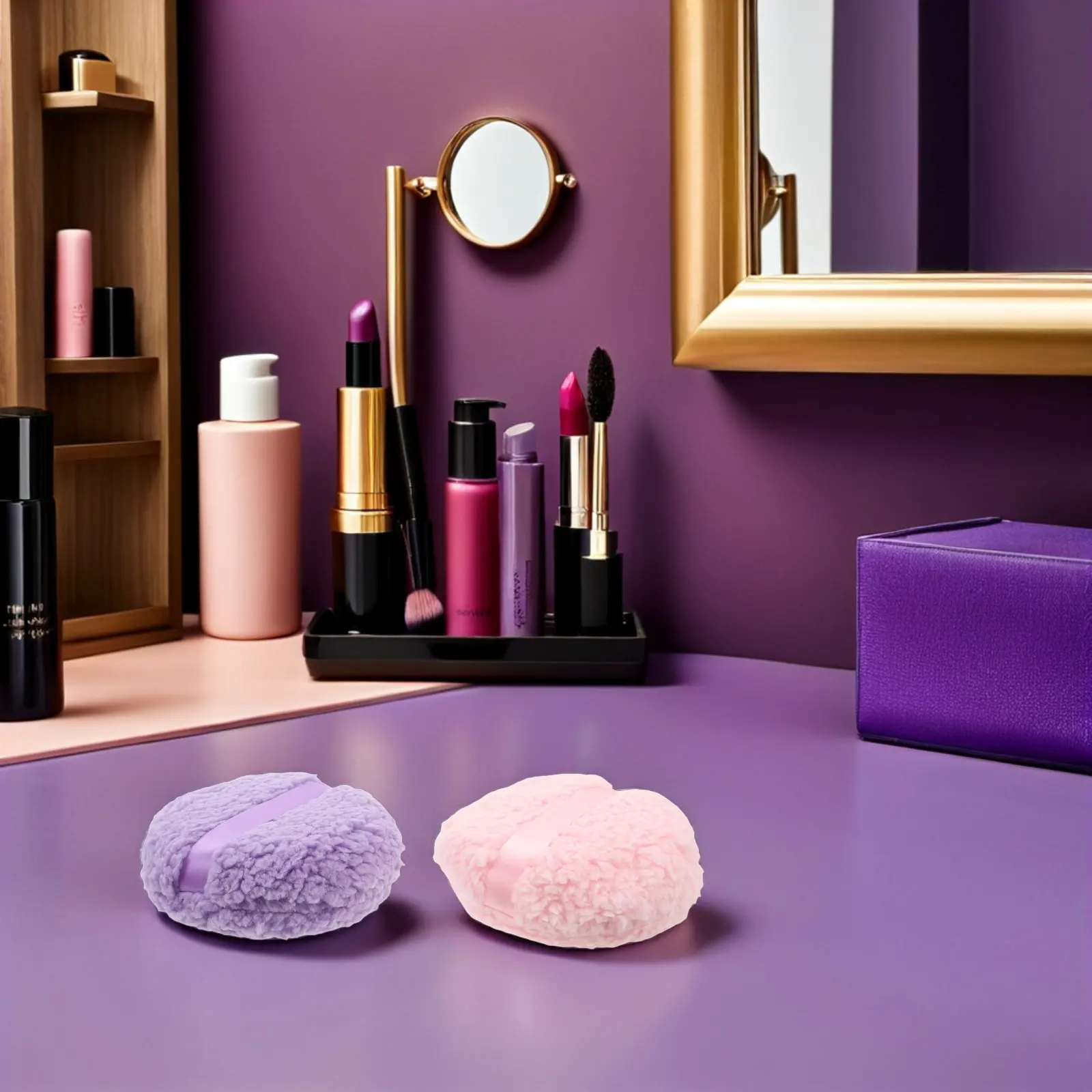 3Pcs Oversized Short Fiber Powder Puff Soft Makeup Applicator for Body Face Use Reusable Powder Container with Glass Jar