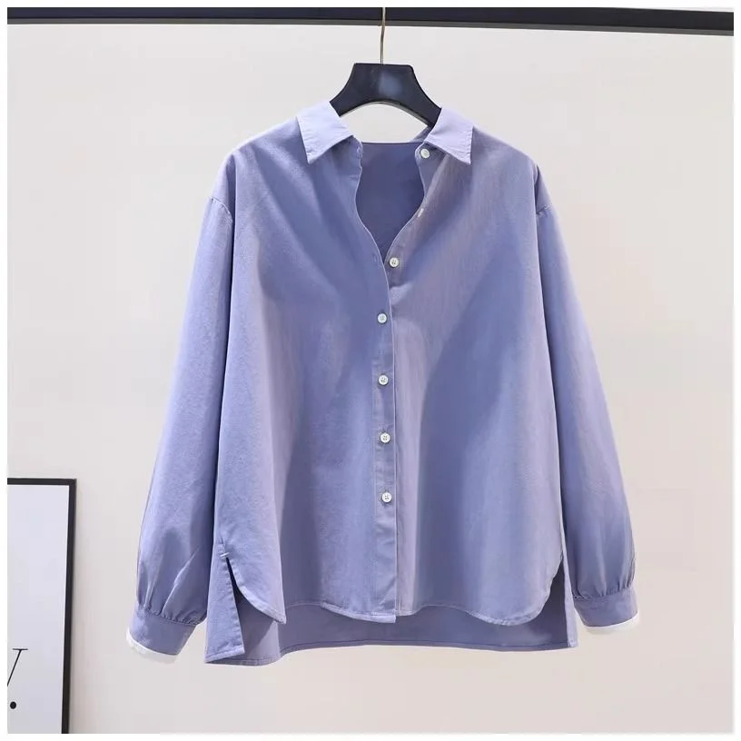 

Женский свободный повседневный фланелевой топ из чистого хлопка, осень-зима, новый художественный свободный воротник, длинный топ све