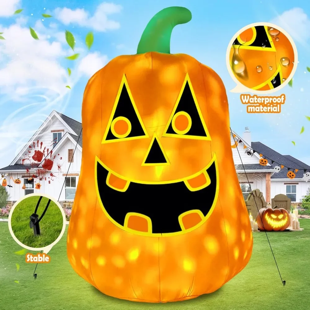 

12FT Giant Halloween Inflatable Pumpkin, Blow up Halloween Decoration Built-in 6 LED and Flashing Light for Halloween Decoration