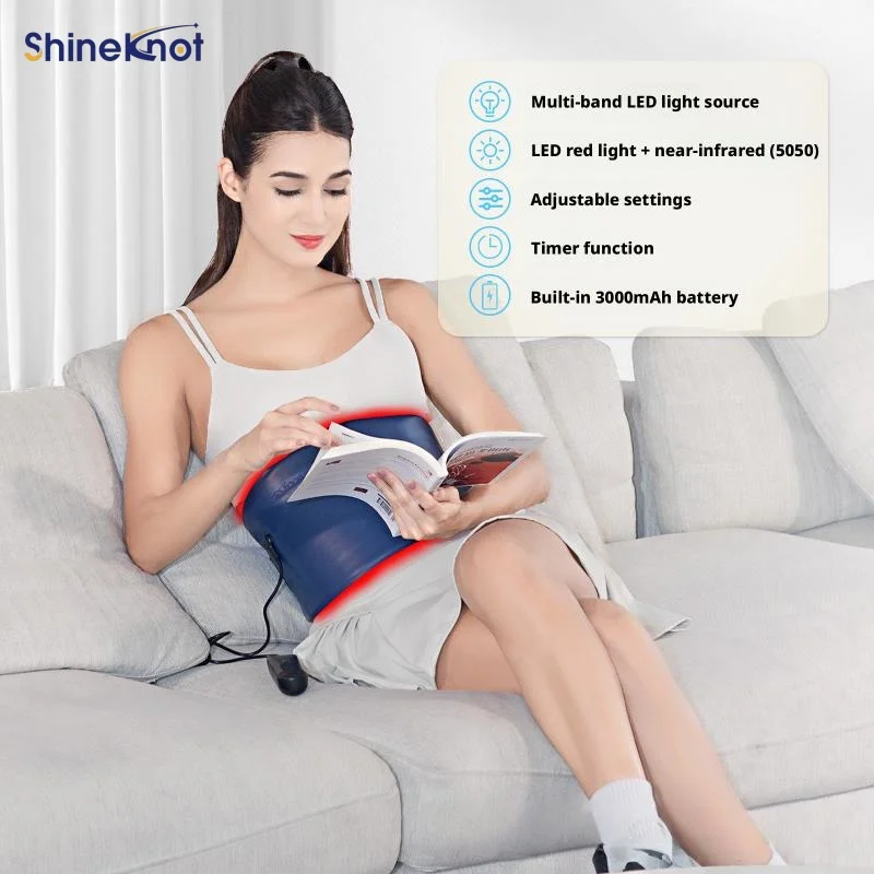SHINEKNOT LED Red Light Therapy Waist Belt Rechargeable 630+850NM Infrared Heat Therapy Knee Support Home-Use Physiotherapy Mat