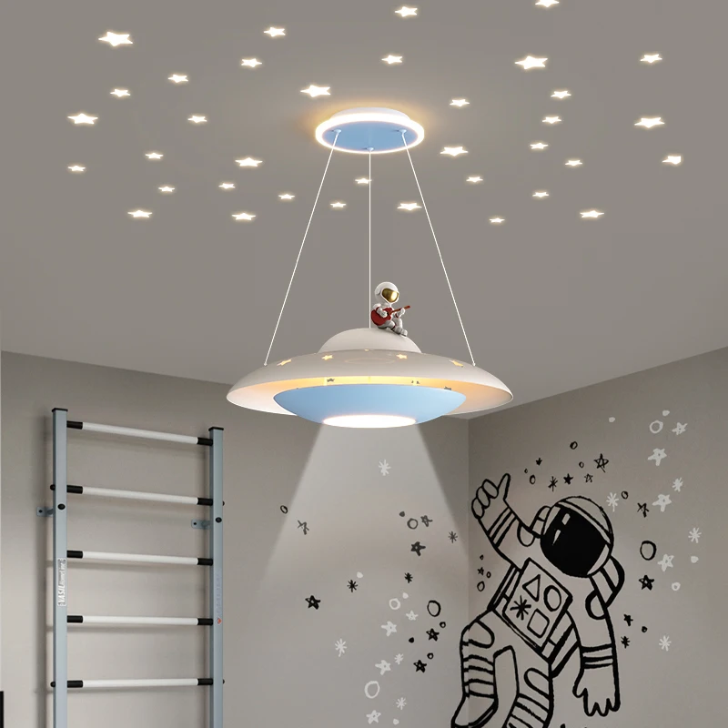 

Children's Room Pendant Lights Boys And Girls Room Bedroom Space Chandelier Creative UFO Flying Saucer Home Deco Starry Lights