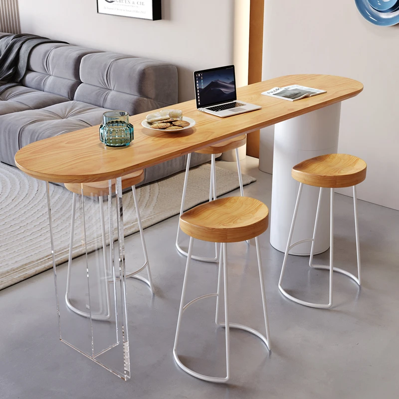 

Acrylic solid wood bar table and chairs Home sofa side Balcony Dining room Living room partition Open kitchen Long table