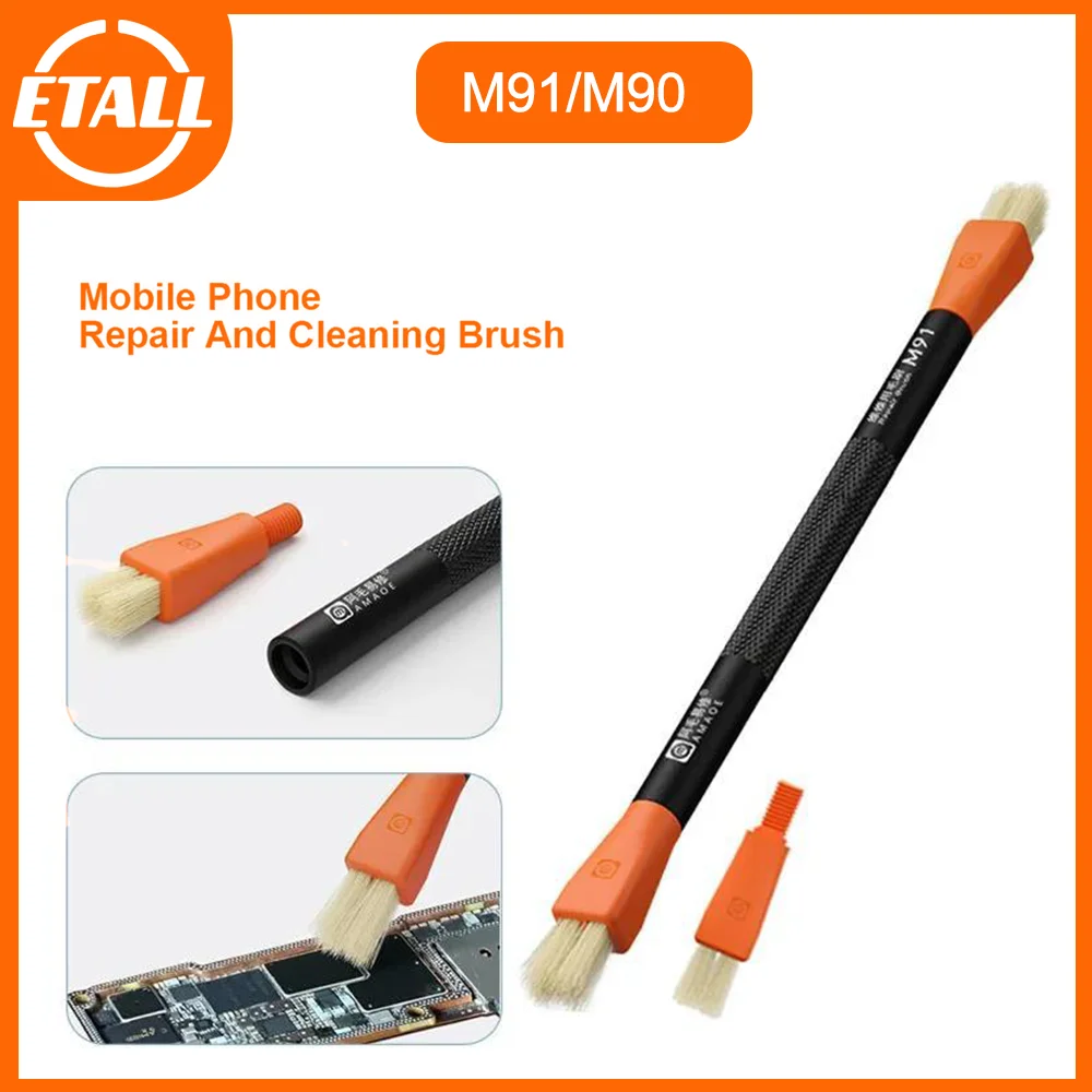 

AMAOE M91 M90 Anti Static Dust Removal Bristle Brush for Mobile Phone Computer Double-Head PCB BGA Repair Cleaning Brushing Tool