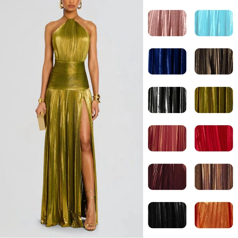 Luxurious Women Corset Party Cocktail Dress Sexy Off Shoulder Halter Folds Slit Guest Celebrity Long Dress Celebrity Prom Gown