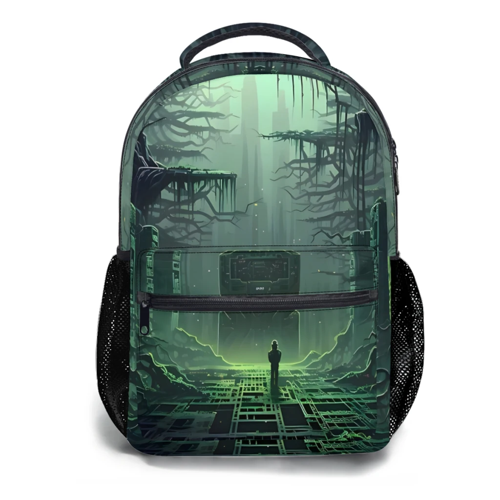 Alien Jungle Temple Exploration Sac à dos universitaire étanche pour ordinateur portable, sac de voyage pour livre, 17 pouces, nouvelle mode féminine