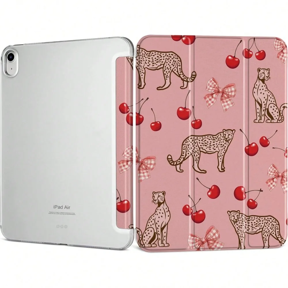 

Cherry And Leopard tri-fold TABLET CASE FOR iPad pro10/11-In2020/6th/7th /8th /Air 3rd/Air 4th/9thGen/Air5thGen2022/Air 11