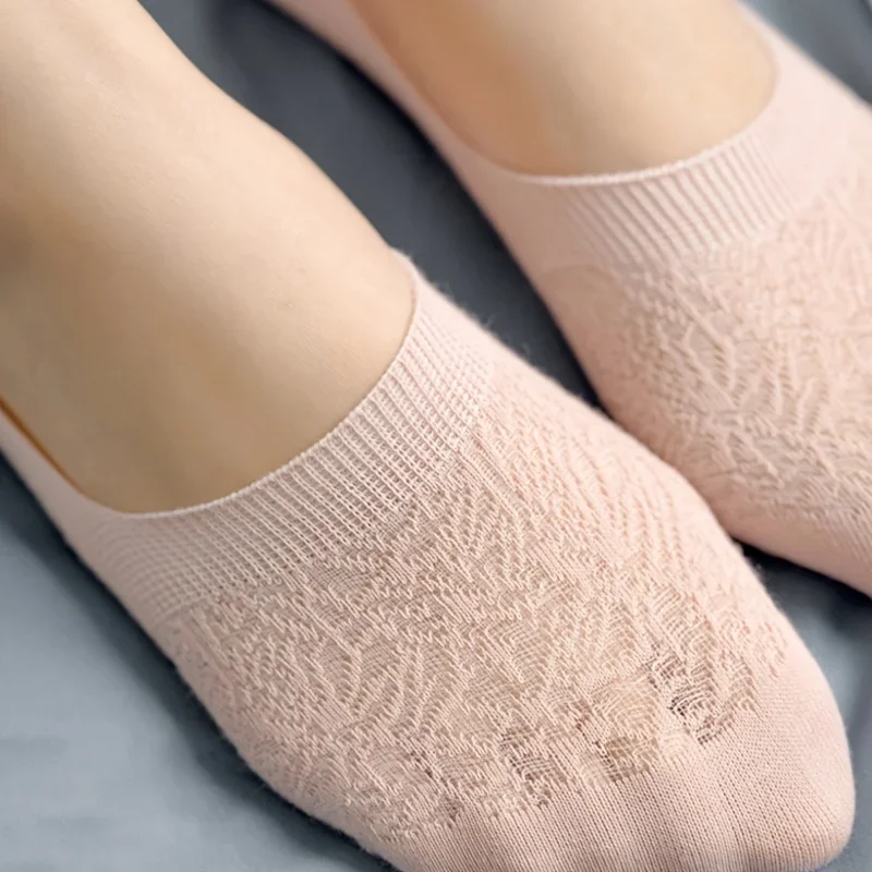 5 pairs Invisible Socks, Breathable Cotton Boat Socks, No Show & Liner Socks, Women\'s Stockings & Hosiery
