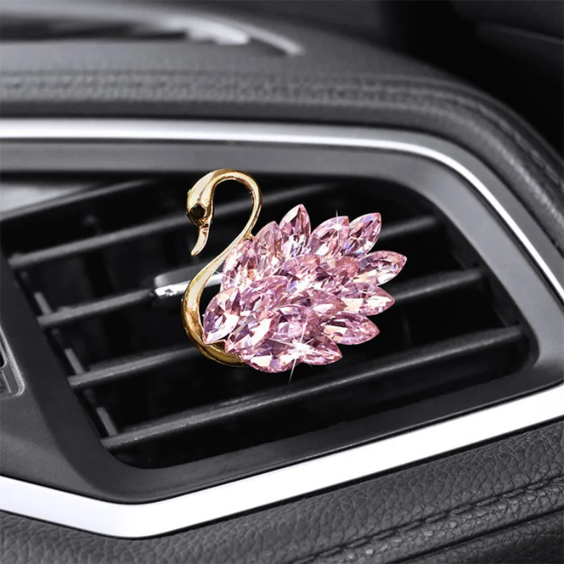 Car air outlet aroma swan fragrance pearl rhinestone car perfume clip cartoon air conditioning decoration cute