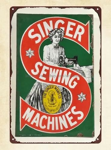 Singer Sewing Machine metal tin sign overhead garage poster