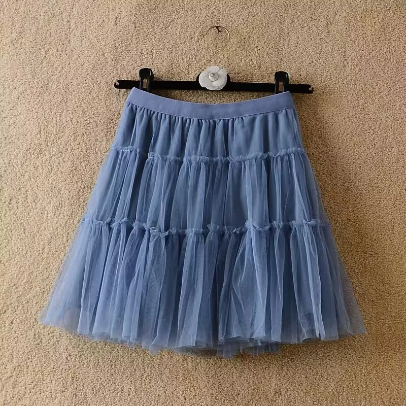 Saia de malha inchado feminino curto elegante tule bege branco preto rosa saia dança tutu saias a linha mujer faldas