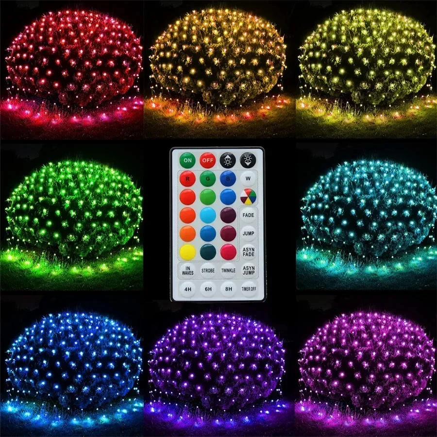 EU/Us-stecker Weihnachten Lichterkette Outdoor Fernbedienung RGB 3X2M 224LED Angeln Mesh String Lichter Home Party garten Dekorative Girlande