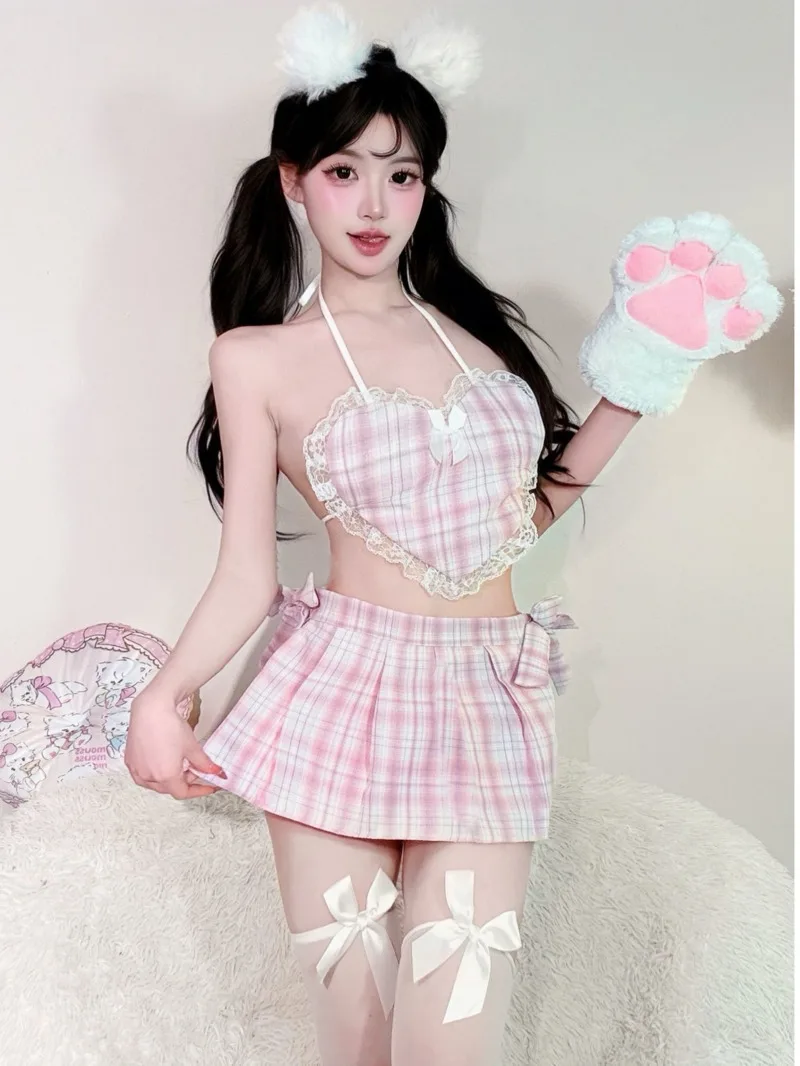 

Romantic Lingerie Women's Small Breasts Seductive Sleepwear Lace JK Nightgown Pure Desire To Open Dress Sets Charming Sexy Q6B8