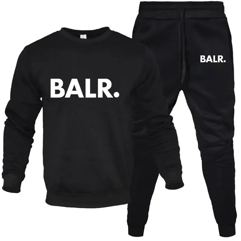 

Men's Sets 2-Piece Hip Hop Anime Cartoon BALR Printed Plus Fleece Fashion Autumn Men O-Neck Sweatshirts Sweatpants Casual Suit