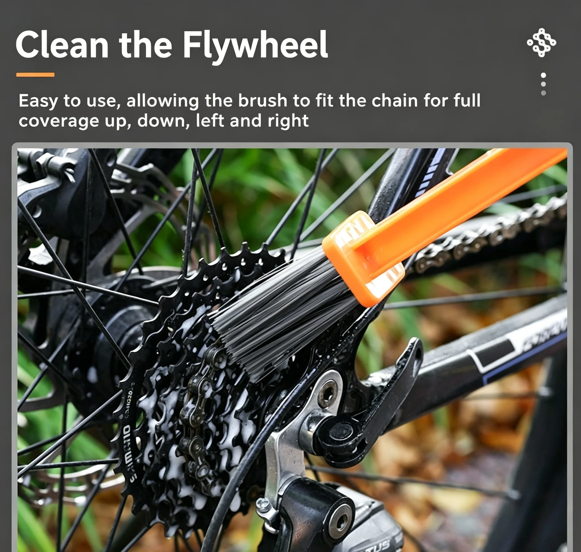 Motorcycle & Bike Chain Cleaning Brush, ABS Plastic Scrubber for Chain Flywheel Crankset, Cycling Maintenance Tool image 5