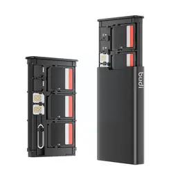 BUDI-funda para tarjeta SD 17 en 1, portatarjetas de Metal portátil, caja de almacenamiento para 6 SD 8 Micro SD/ 2 tarjetas SIM B9N4