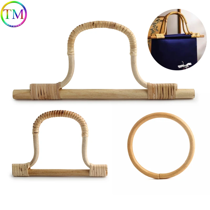 

1/5/10Pairs D Shape Rattan Hanger Bamboo Bag Handle DIY Handmade Fabric Bag Patchwork Woven Bag Handle for Handbag Making
