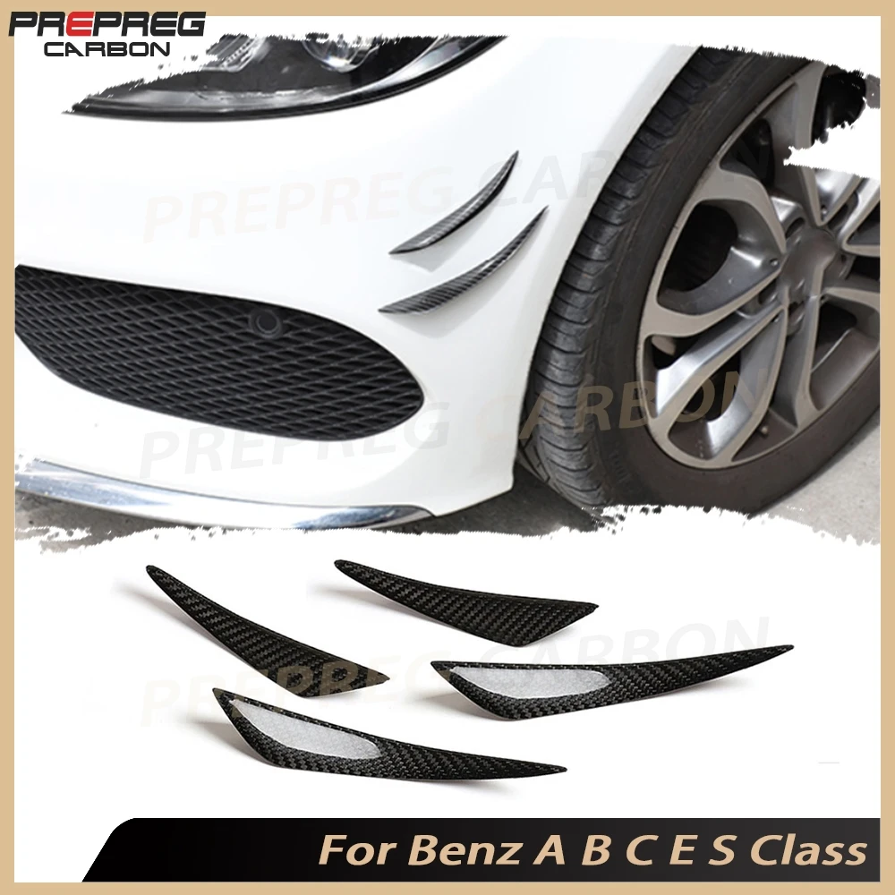 

Carbon Fiber Car Front Bumper Lip Spoiler Splitters for Benz A B C E S Class W205 W212 W218 C238 Air Canards Flaps Sticker