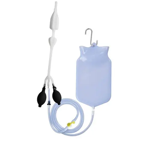 Silicone Enema Douche Bulb Dual Side Openings Elastic Inflatable Double Bulb Flushing System for Health Care Enema Douche