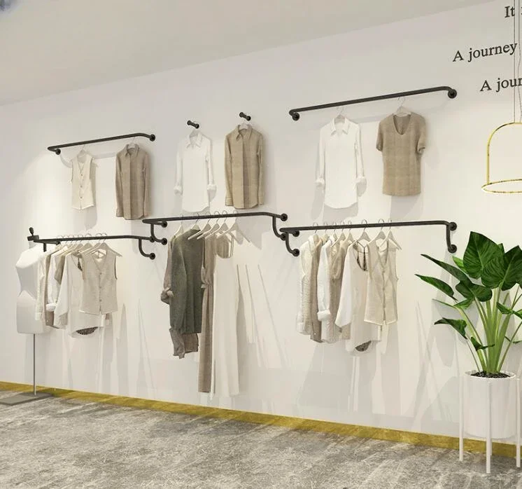 

Women's clothing store hanger rack display rack, wall hanging side hanger stainless steel golden tube hanger