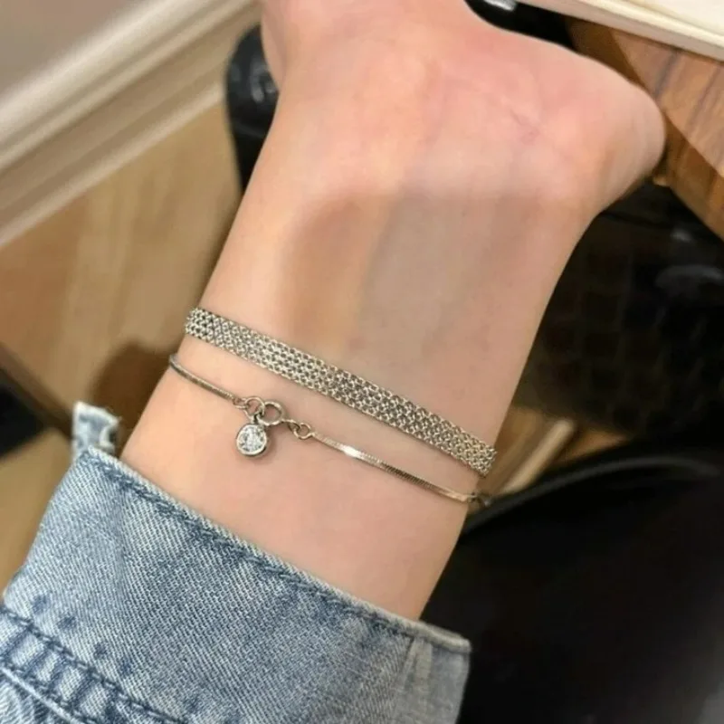 الكورية الحد الأدنى الرجعية الدانتيل حزام سوار للنساء بسيط فضي ذهبي أساور فاخرة الأزياء والمجوهرات الفتيات الإكسسوار #3