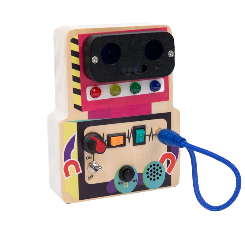 Brinquedos Sensoriais de Madeira com Luz LED, Controle de Interruptores, Jogos Educativos, Brinquedos Montessori, 2-4 Y, 1 PC