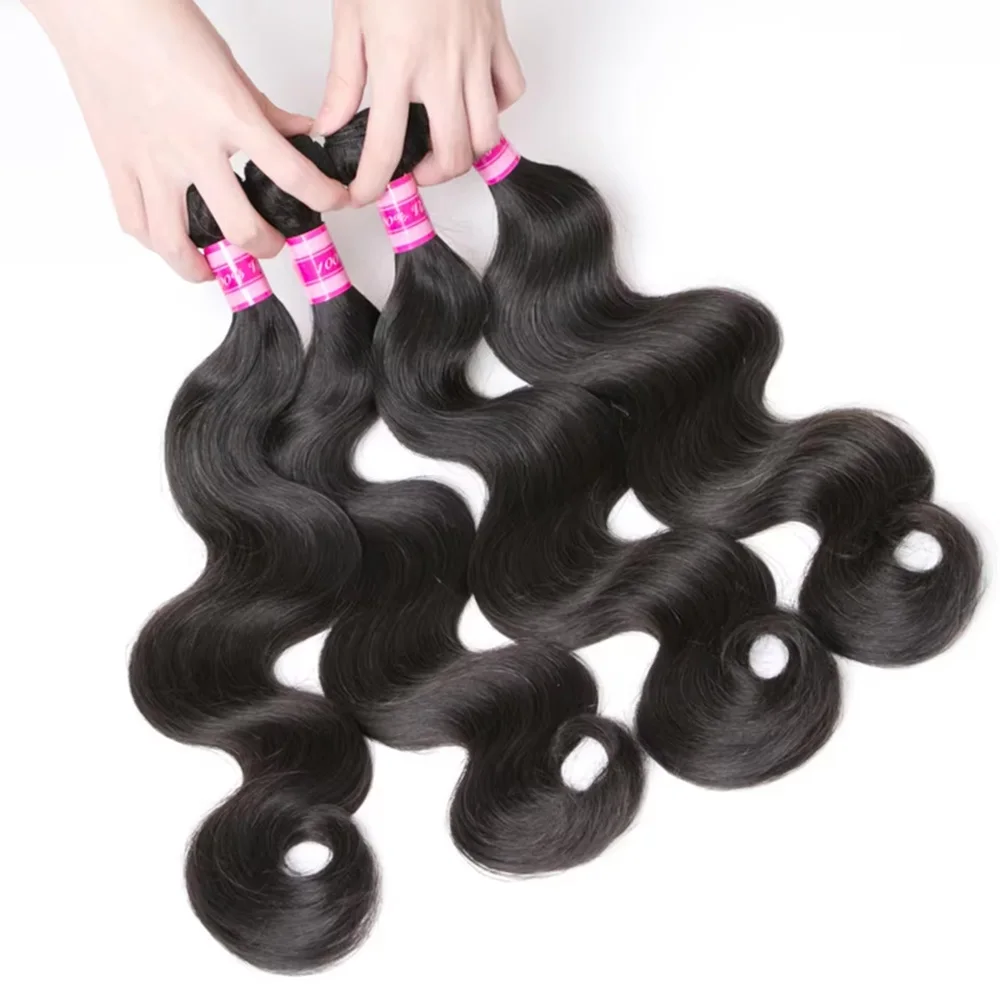 1 3 4 PCS Brazilian Body Wave Human Hair Bundles Remy Virgin Hair Weave Extensions Natural Black 10 40 Inch Unprocessed Human Hair Bundles Natural Color Human Hair For Women