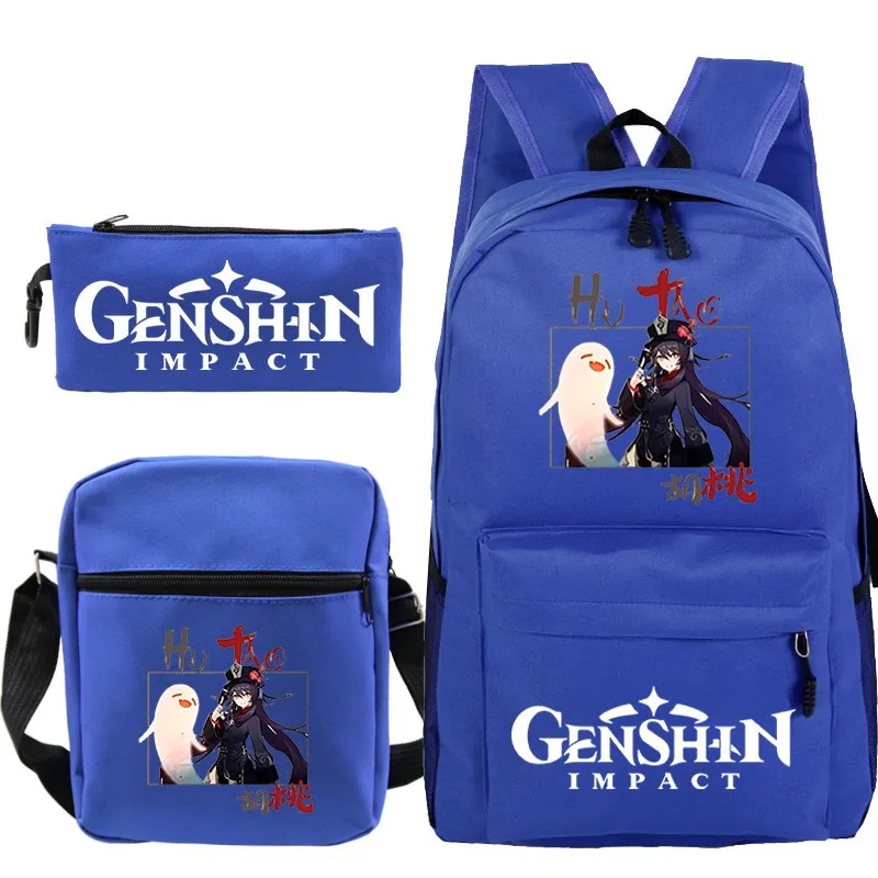 Anime Genshin Impact School backpack Hutao Cosplay bag, Kawaii girl printed Boho handbag,Student backpack for birthday gift