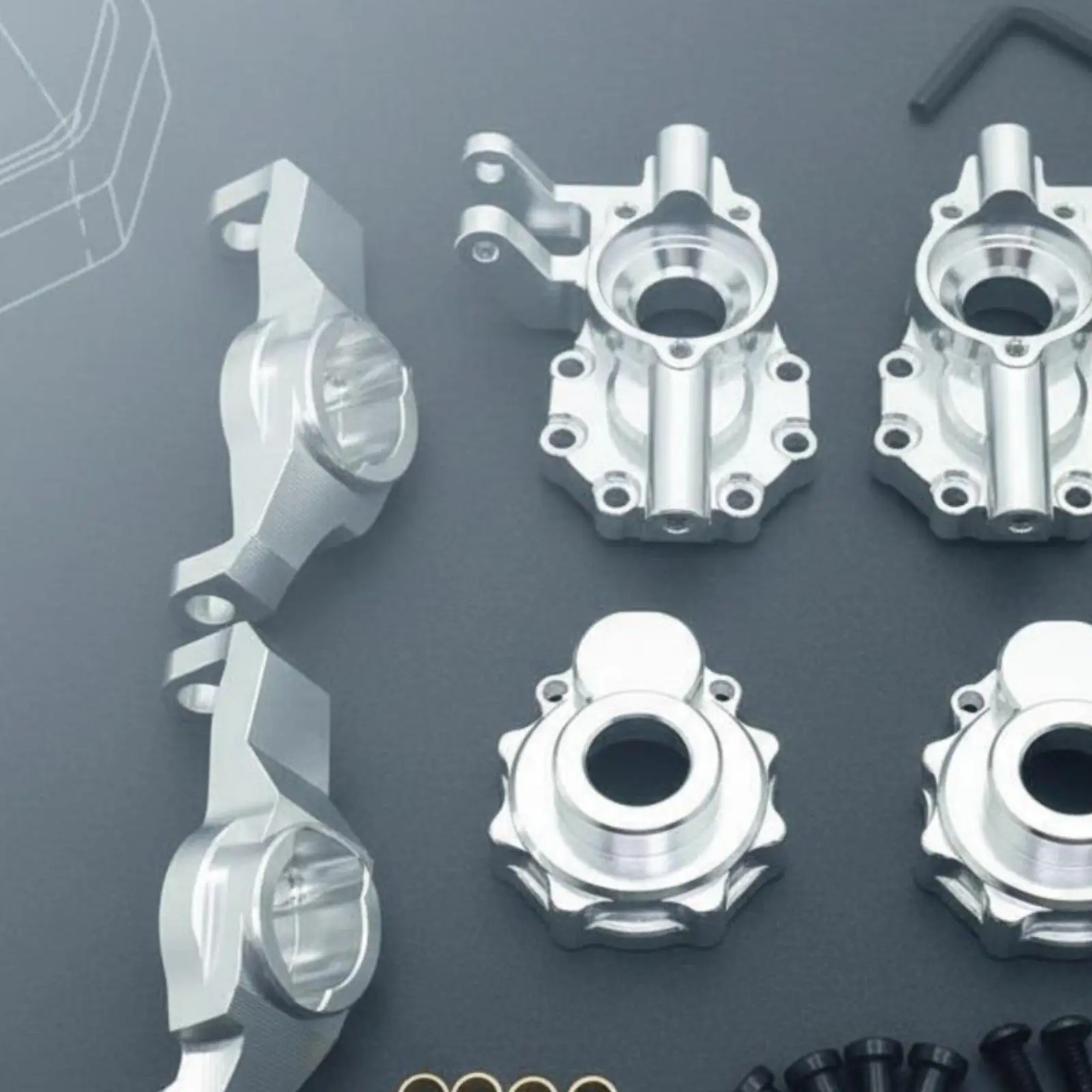 Aluminum Caster Block Set CNC Machined Front Portal Axle Housing Kit