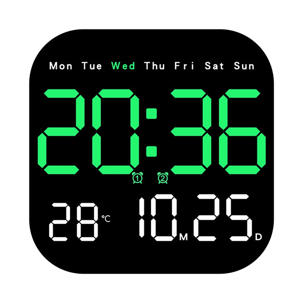 Digital Wall Clock with Remote Control Adjustable Brightness Temperature Date Week Display Day Countdown Function