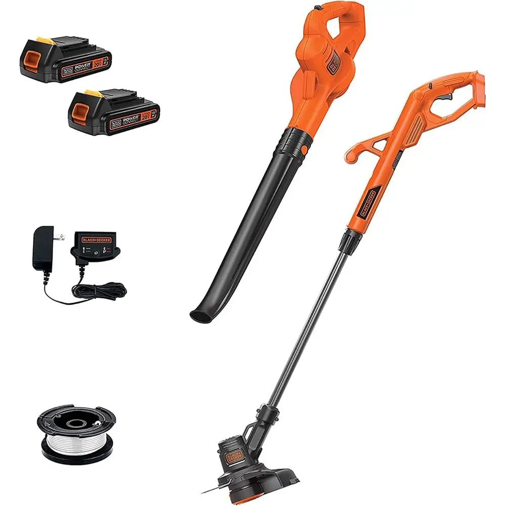 

BLACK+DECKER 20V MAX Weed Eater, Edger and Sweeper Combo, Includes 2 Batteries and , CordlElectric Weed Wacker and 130 Mph Hard