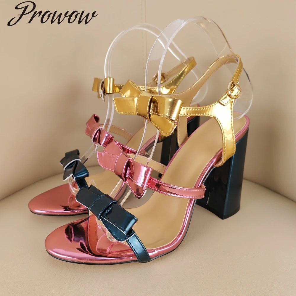 

Модные сандалии на высоком каблуке с бантом и цветными блоками, женская обувь на толстом каблуке, Zapatos Mujer