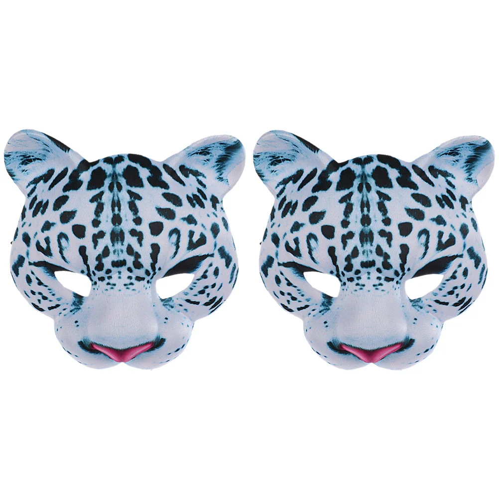 

2 Pcs Snow Prom Decorations For Party Leopard Half Face Mask Halloween Party Decor Masquerade Accessory Cosplay Mask