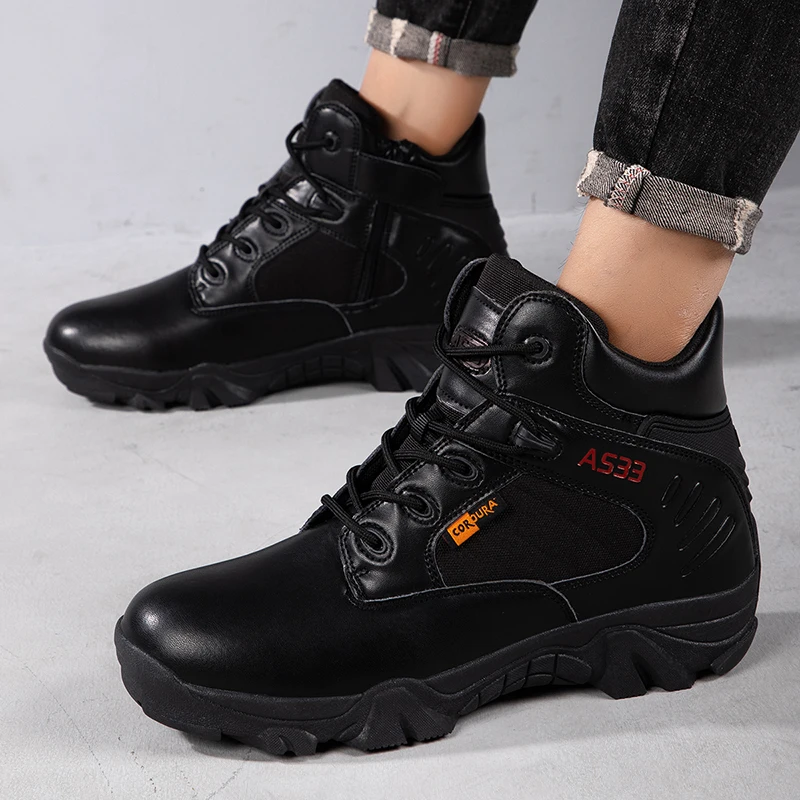 

High-top Boots Men Shock-absorbing Wear-resistant Anti-slip Outdoor Ankle Boots Men Comfortable Breathable Casual Hiking Shoes