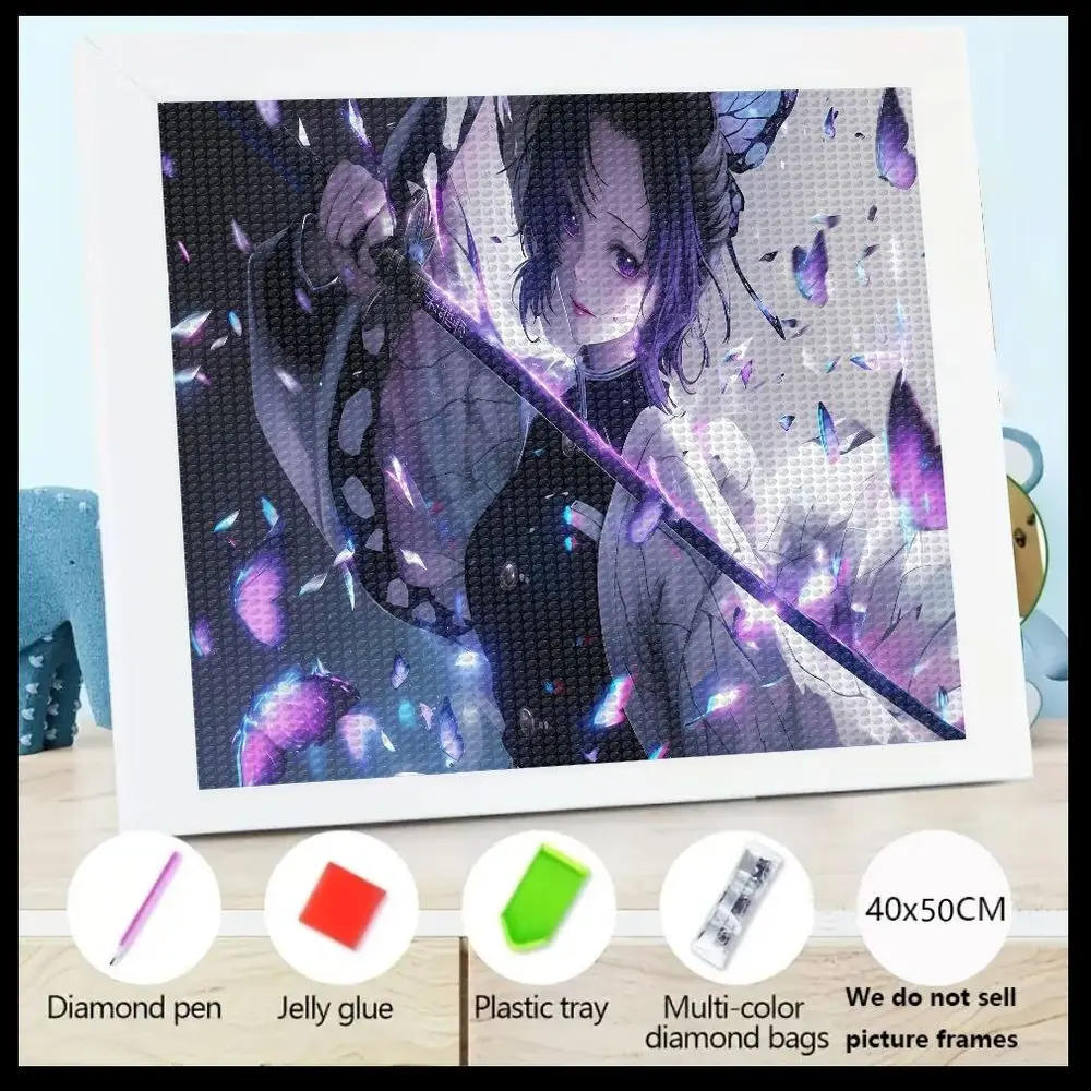 

Набор 5D алмазной живописи 40x50 см, персонаж аниме с фиолетовыми волосами, фиолетовый персонал, мотивами бабочки и световыми эффектами, сделай сам, пол