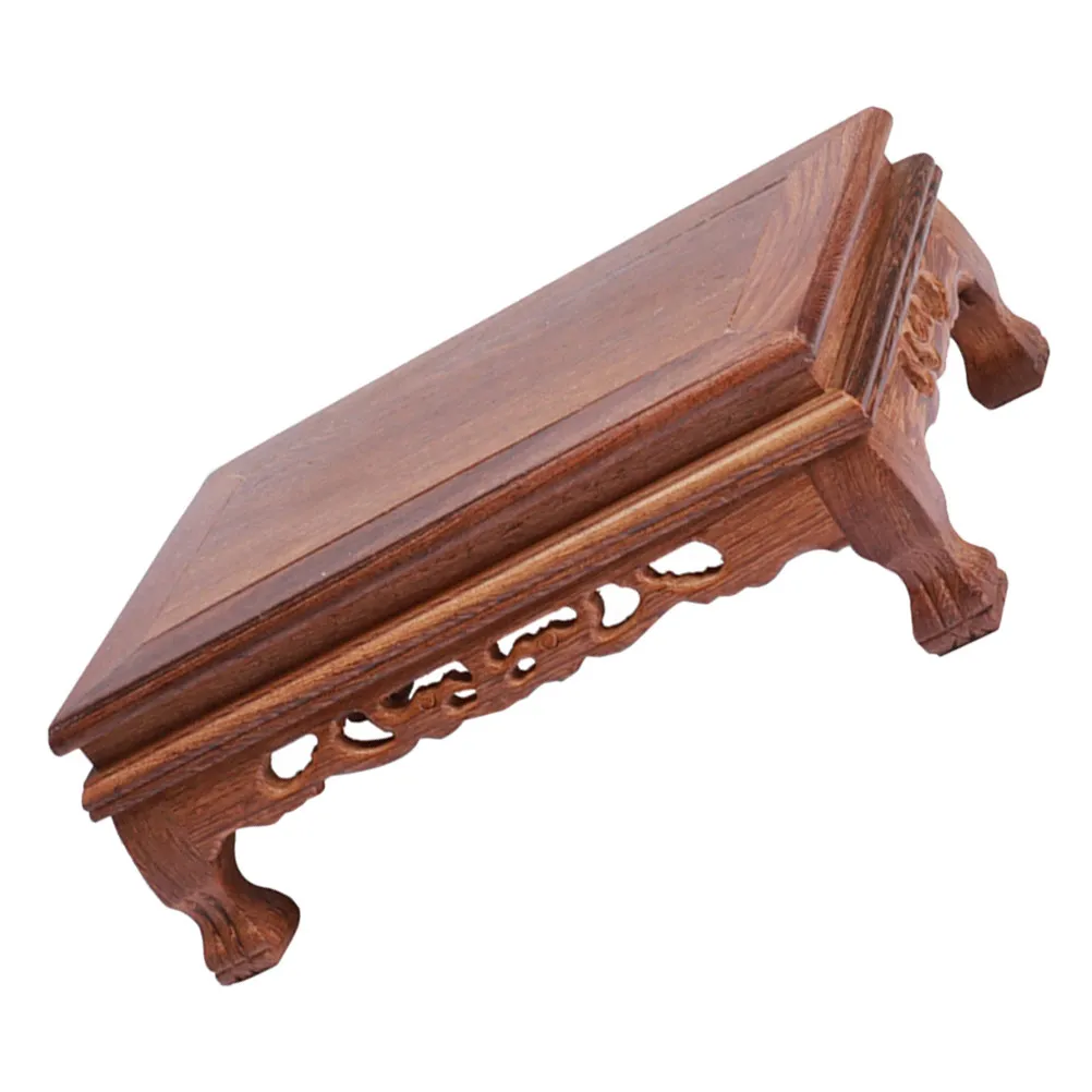 Rectangular Chicken Wing Wood Base Hand Carved Display Stand for Buddha Statue Flower Pot Vase Bonsai Ornamental Stone Crystal
