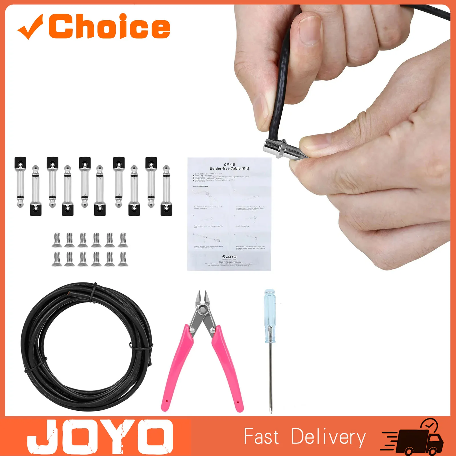 CM-15 Guitar Pedal Cable Metal Black Connecting Cable DIY Kit Guitar Beginner High Quality Plucking Tool Parts Accessory