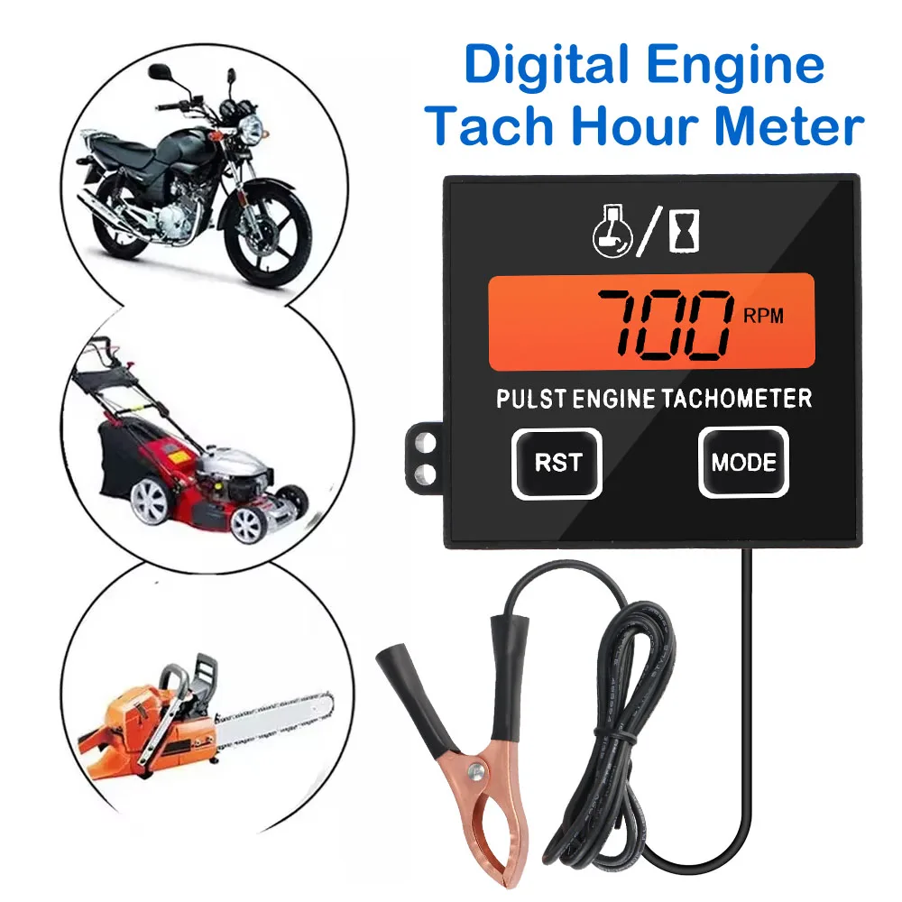 

Тахометр для бензопилы, водонепроницаемый сменный Тахометр для трактора, цифровой спидометр, индуктивный счетчик часов