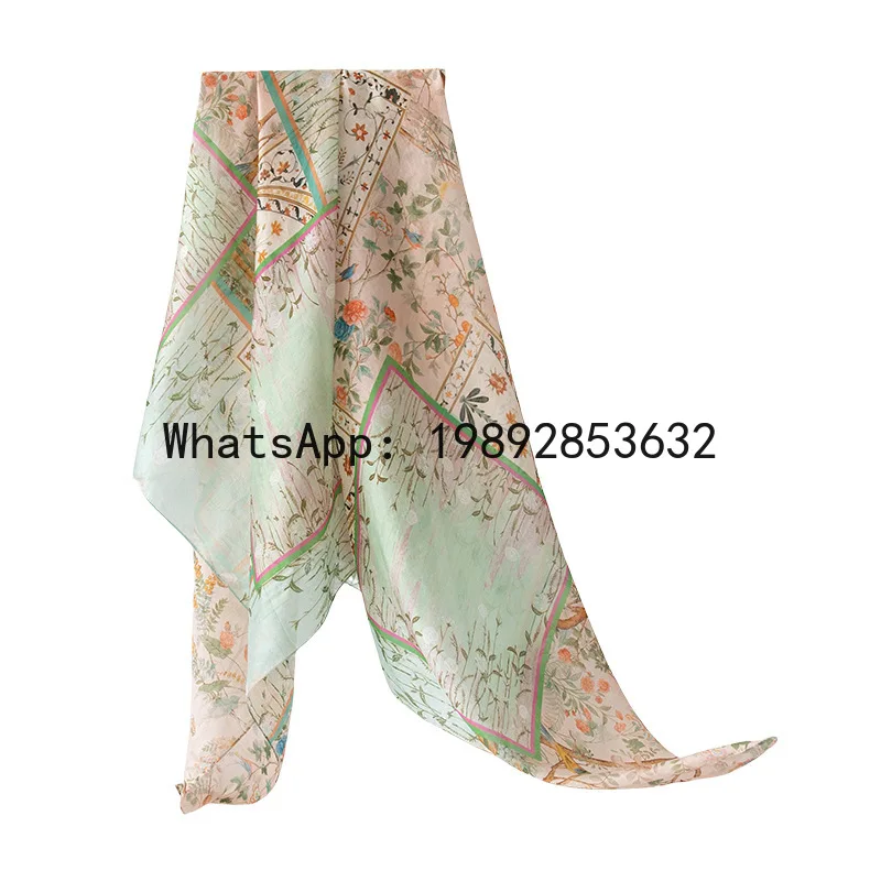 

Шелковый шарф из тутового шелкопряда, женский большой длинный шарф, защитный от солнца, полупрозрачная шаль