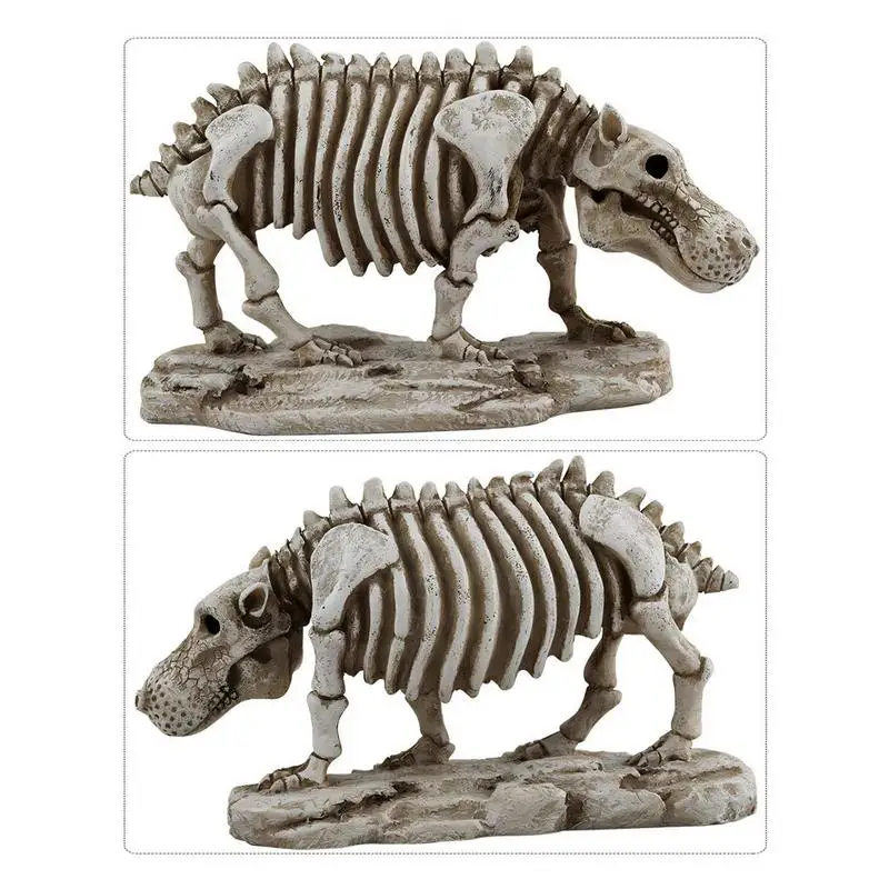 Skeleton Animals Halloween Decor Hippo Shape Small Skeletons Figurines For Indoor Outdoor, Decorative Prop and Haunted Houses