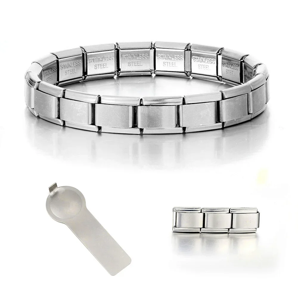 Sissi Women Jewelry 9mm Width Silver Color Stainless Steel Elastic Bracelet Bangle Hand Chain DIY Making Jewellry Gift Wholesale