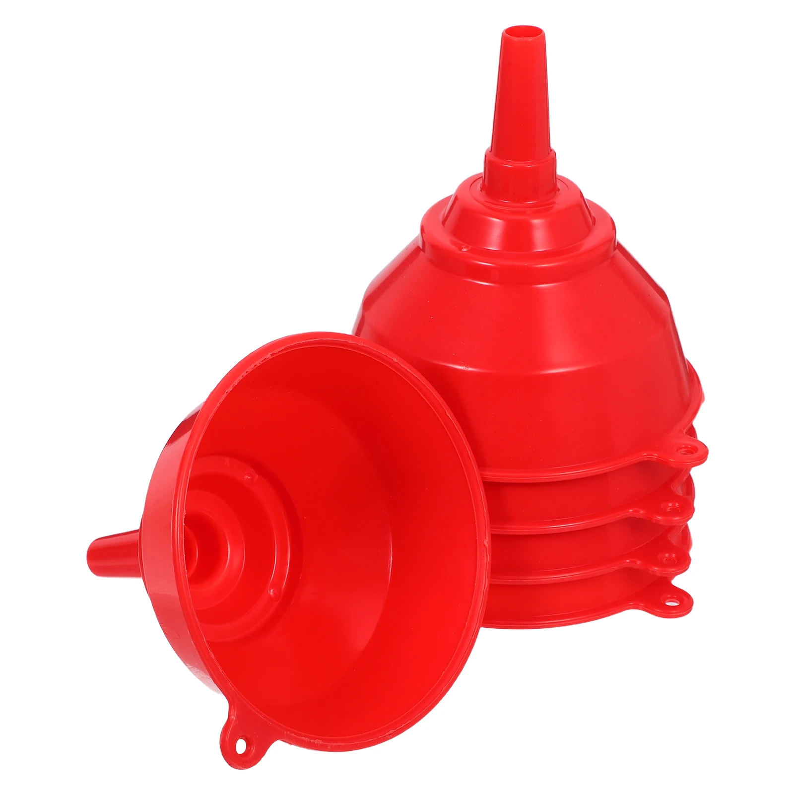 

5pcs Large Kitchen Set Red Oil Funnel Wide Mouth Design For Liquid Transfer Heat Resistant Plastic Fill Tool Vegetable