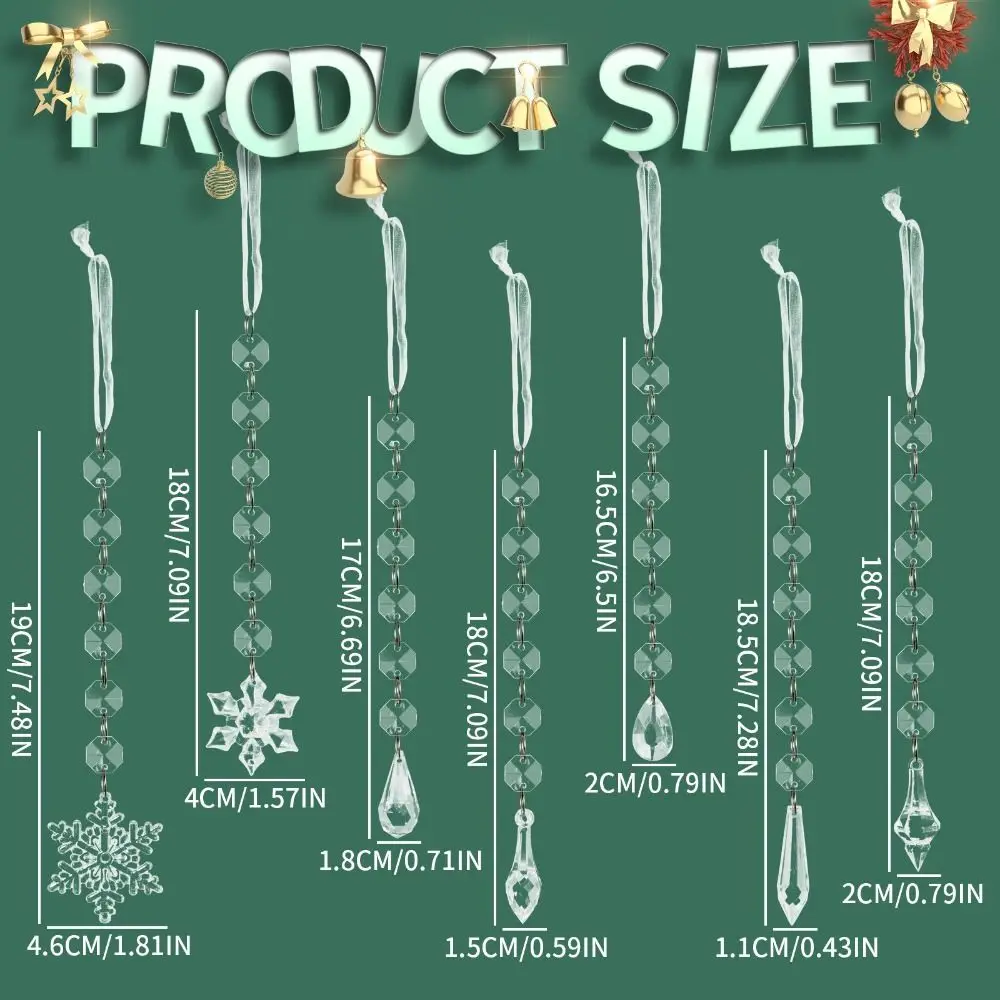 6 قطعة/المجموعة شفافة الاكريليك الجليد المعلقات الاكريليك الكريستال المنشور شجرة عيد الميلاد معلقة تألق ندفة الثلج زخرفة المنزل #5