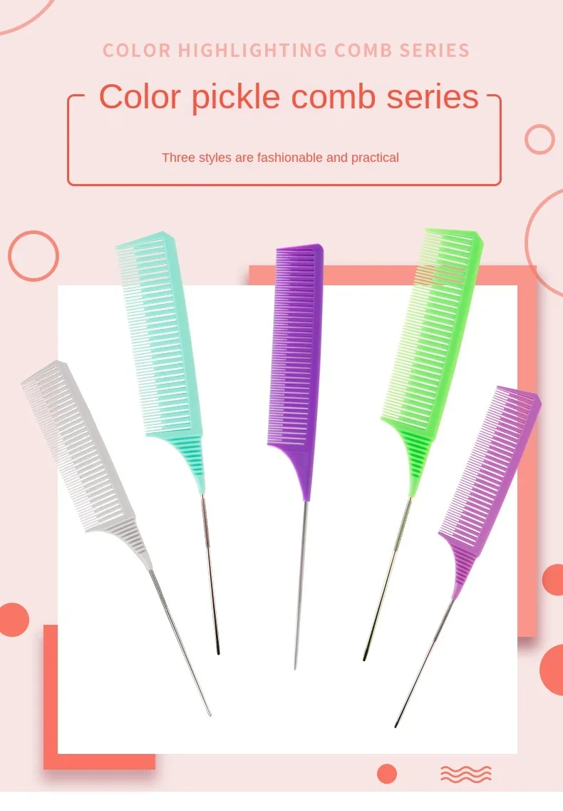 3 stücke Haarbürste Haar Styling Kämme Schwanz Kamm Set Färbung Färben Kamm Salon Werkzeug Schnitte Hervorhebung Weben Schneiden Kamm – Detail 1